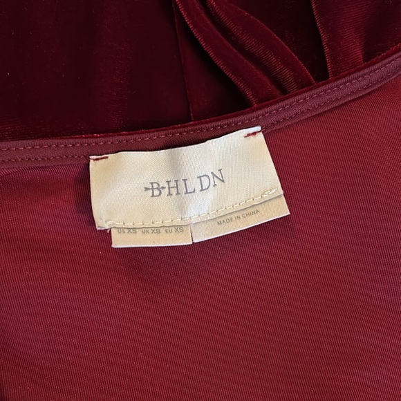 BHLDN Velvet Burgundy Wine Wrap Tie Dress - Picture 9 of 11